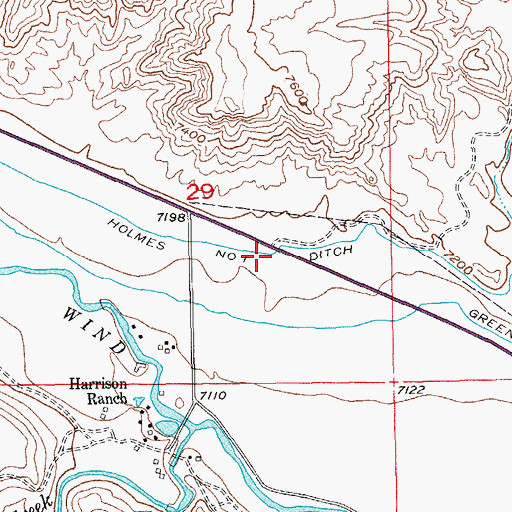 Topographic Map of Holmes Number 1 Ditch, WY