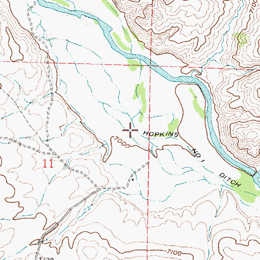 Topographic Map of Hopkins Number 1 Ditch, WY