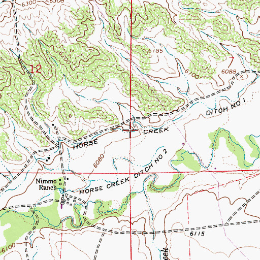 Topographic Map of Horse Creek Ditch Number 1, WY