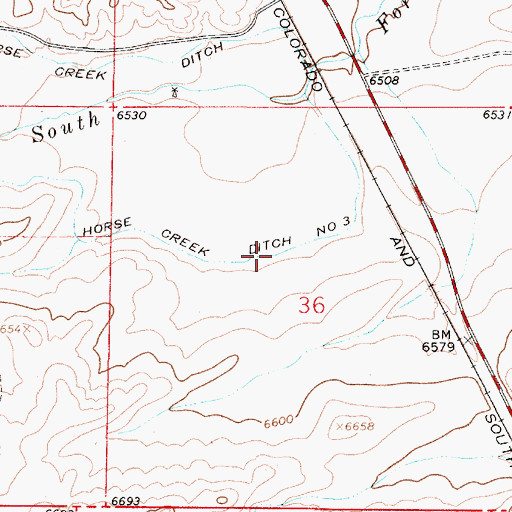 Topographic Map of Horse Creek Ditch Number 3, WY