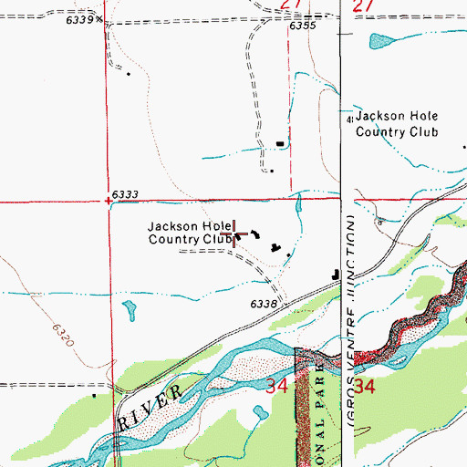 Topographic Map of Jackson Hole Country Club, WY