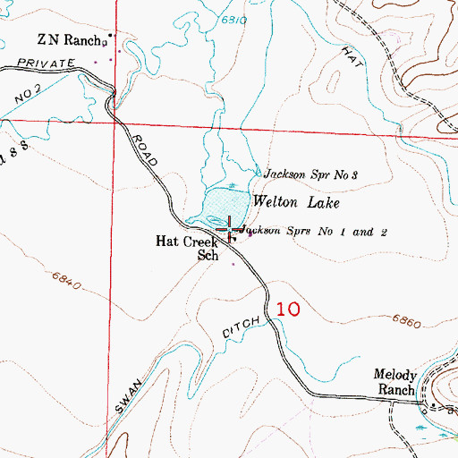 Topographic Map of Jackson Springs Number 1 and 2, WY