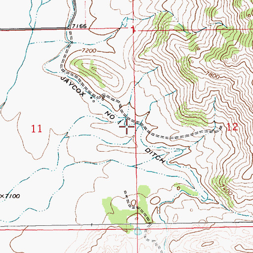 Topographic Map of Jaycox Number 1 Ditch, WY