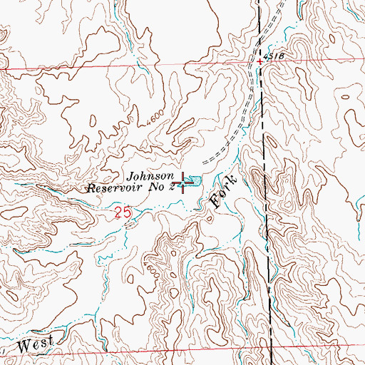 Topographic Map of Johnson Reservoir Number 2, WY