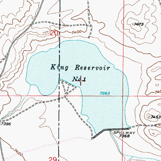 Topographic Map of King Reservoir Number One, WY