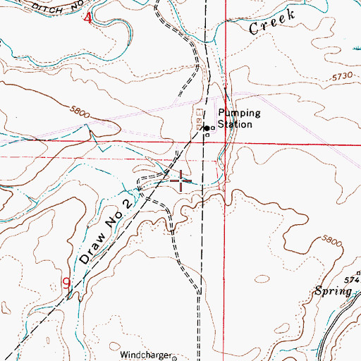 Topographic Map of Lewis Draw Number 2, WY