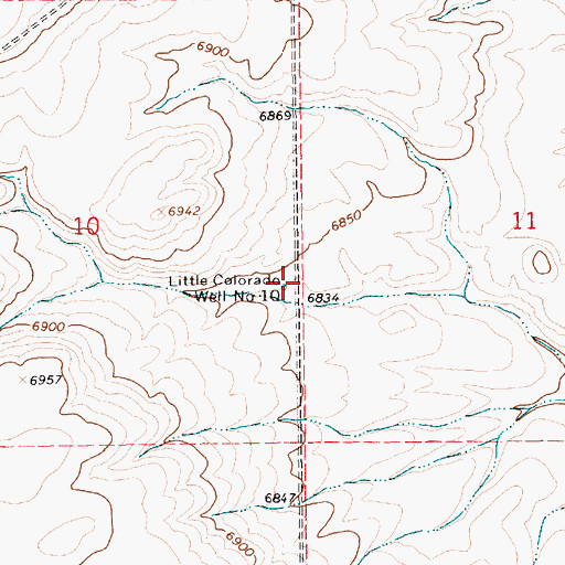 Topographic Map of Little Colorado Well Number 10, WY