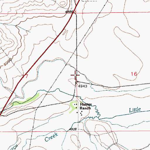 Topographic Map of Little Horse Creek Number 4 Ditch, WY