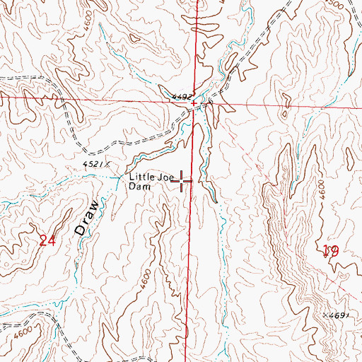 Topographic Map of Little Joe Dam, WY