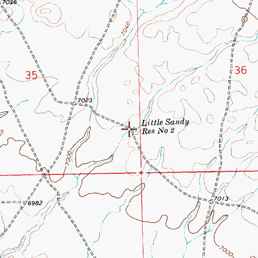 Topographic Map of Little Sandy Reservoir Number 2, WY
