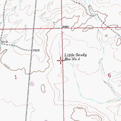 Topographic Map of Little Sandy Reservoir Number 3, WY