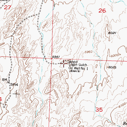 Topographic Map of Logan Gulch Oil Well Number 1, WY