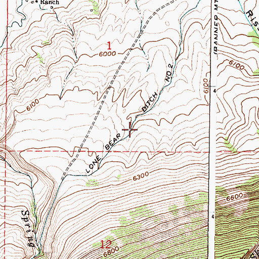 Topographic Map of Lone Bear Ditch Number 2, WY