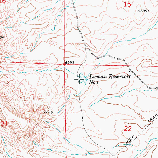 Topographic Map of Luman Reservoir Number 1, WY
