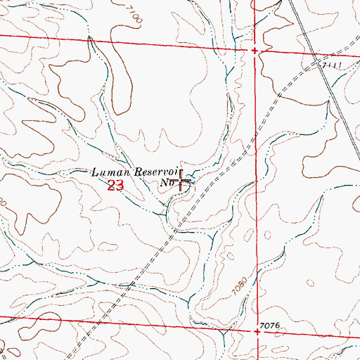 Topographic Map of Luman Reservoir Number 2, WY