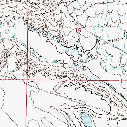 Topographic Map of Marolf and Walker Ditch Number 1, WY