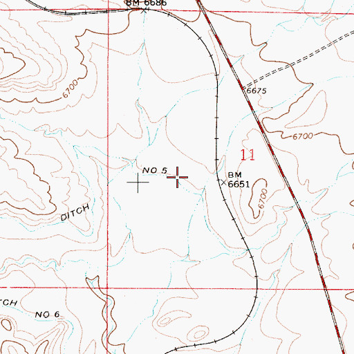 Topographic Map of McLaughlin Ditch Number 5, WY