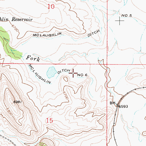 Topographic Map of McLaughlin Ditch Number 6, WY