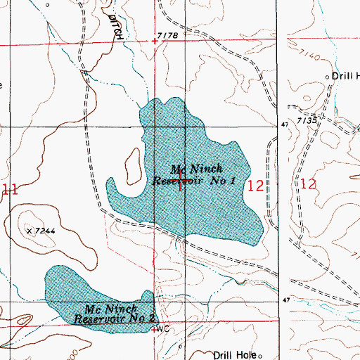 Topographic Map of McNinch Number 1 Reservoir, WY