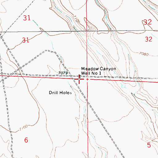 Topographic Map of Meadow Canyon Well Number 1, WY