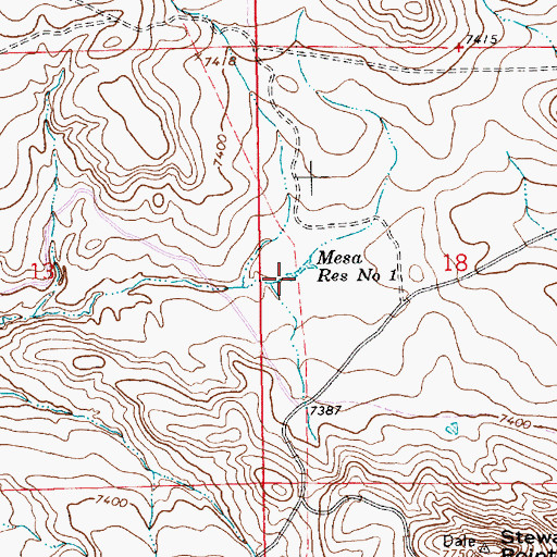 Topographic Map of Mesa Reservoir Number 1, WY
