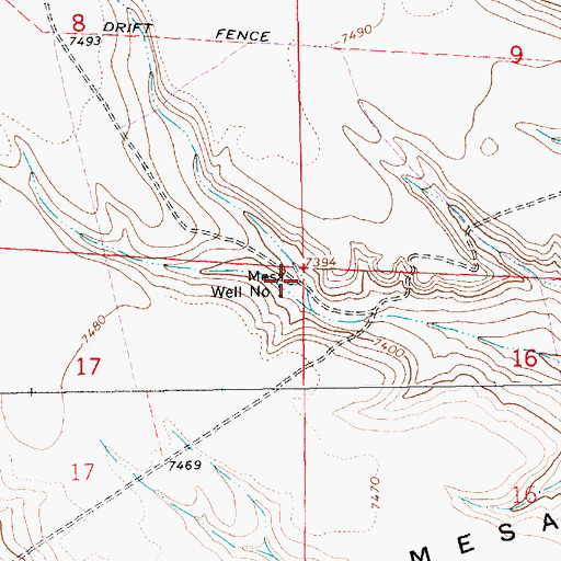 Topographic Map of Mesa Well Number 1, WY