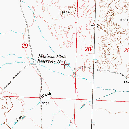 Topographic Map of Mexican Flats Reservoir Number 1, WY