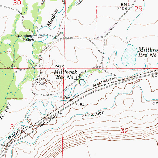 Topographic Map of Millbrook Reservoir Number One, WY