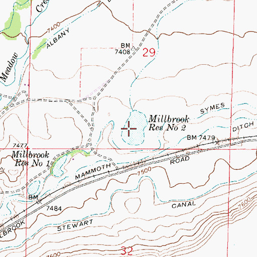 Topographic Map of Millbrook Reservoir Number Two, WY