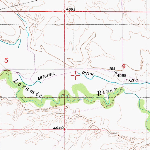 Topographic Map of Mitchell Ditch Number 1, WY