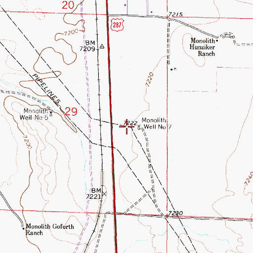 Topographic Map of Monolith Well Number 7, WY