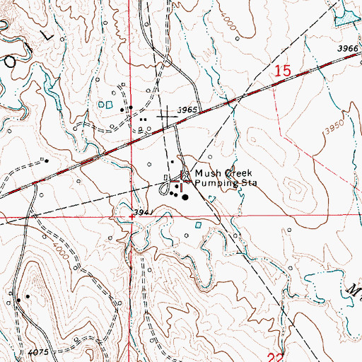 Topographic Map of Mush Creek Pumping Station, WY
