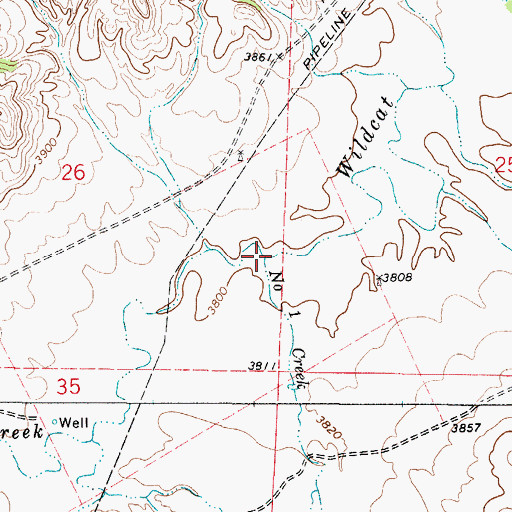 Topographic Map of Number 1 Creek, WY