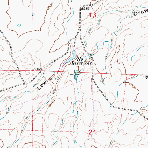 Topographic Map of Number 1 Reservoir, WY