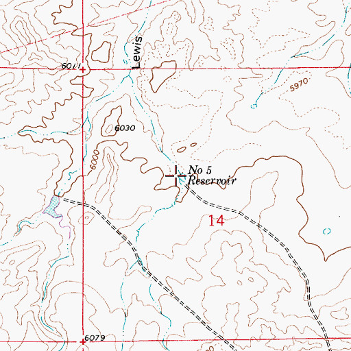 Topographic Map of Number 5 Reservoir, WY