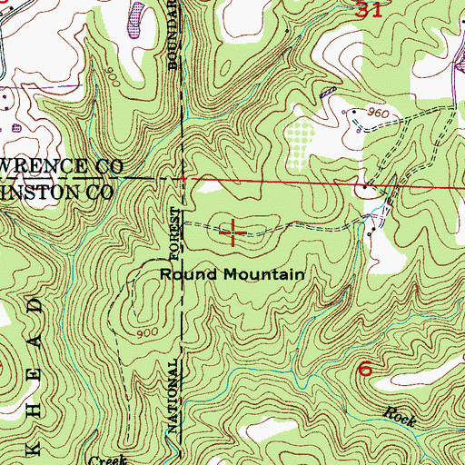 Topographic Map of Round Mountain, AL