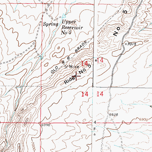 Topographic Map of Number 5 Ridge, WY