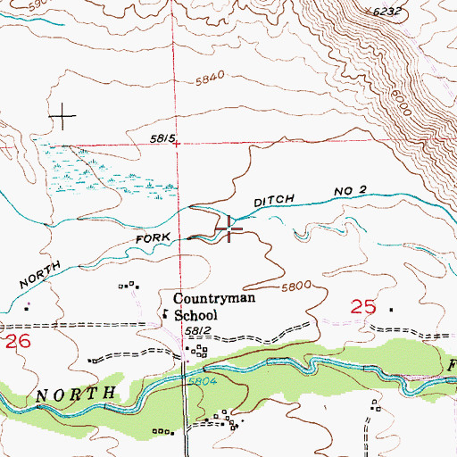 Topographic Map of North Fork Ditch Number 2, WY