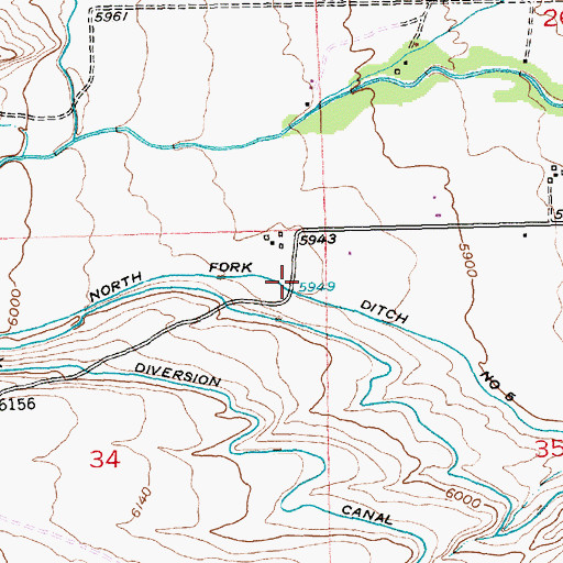 Topographic Map of North Fork Ditch Number 5, WY