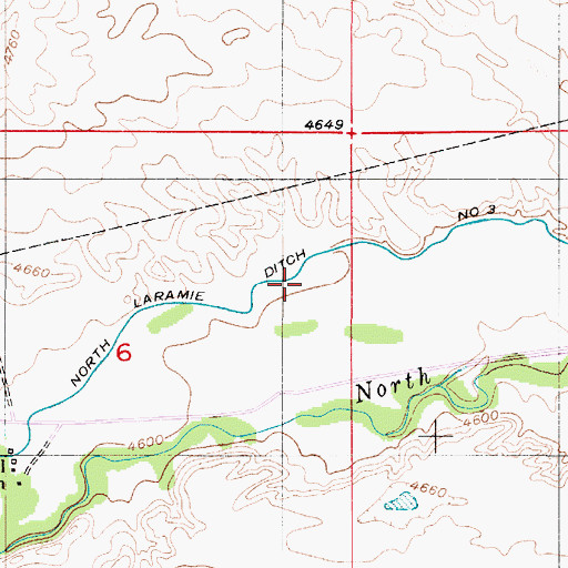Topographic Map of North Laramie Ditch Number 3, WY