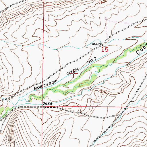 Topographic Map of Northrop Ditch Number 7, WY