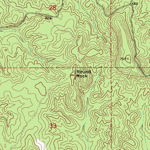 Topographic Map of Round Rock, AL
