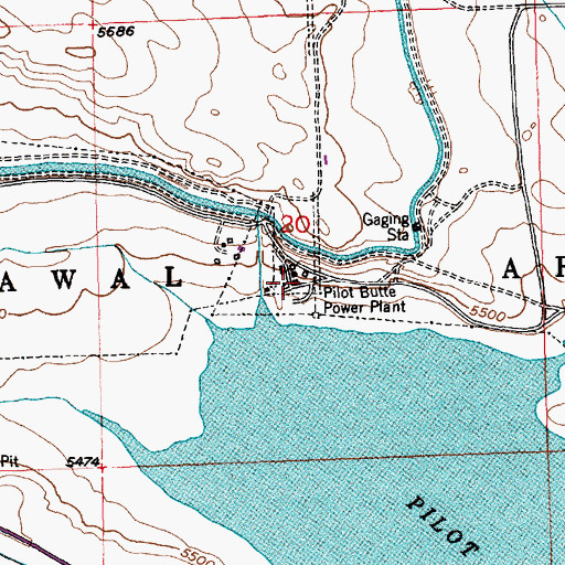 Topographic Map of Pilot Butte Power Plant, WY