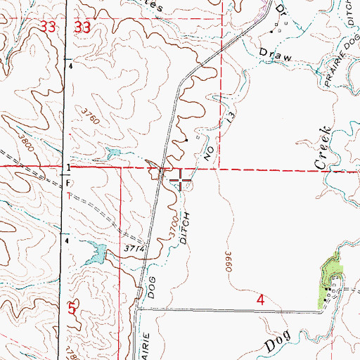 Topographic Map of Prairie Dog Ditch Number 13, WY
