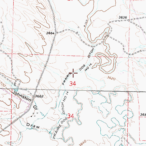 Topographic Map of Prairie Dog Ditch Number 14, WY