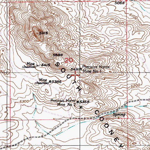 Topographic Map of Precious Honor Mine Number 1, WY