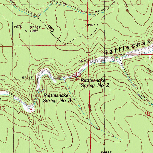 Topographic Map of Rattlesnake Spring Number 2, WY