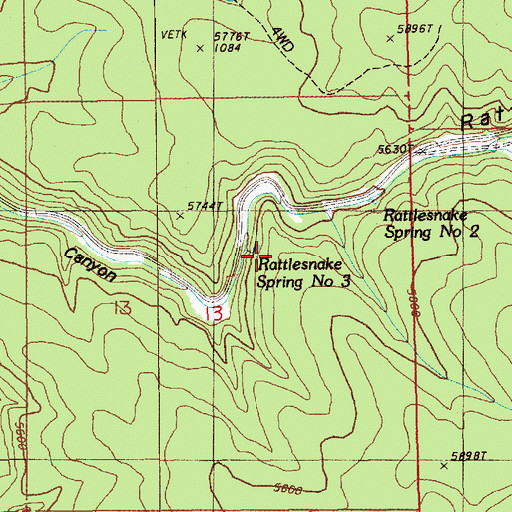 Topographic Map of Rattlesnake Spring Number 3, WY