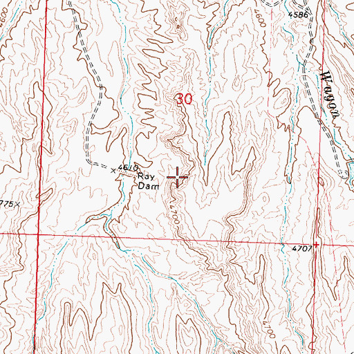 Topographic Map of Ray Dam, WY