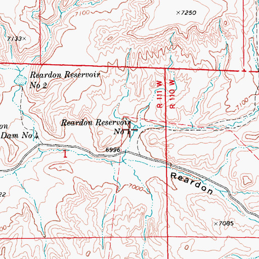 Topographic Map of Reardon Reservoir Number 1, WY